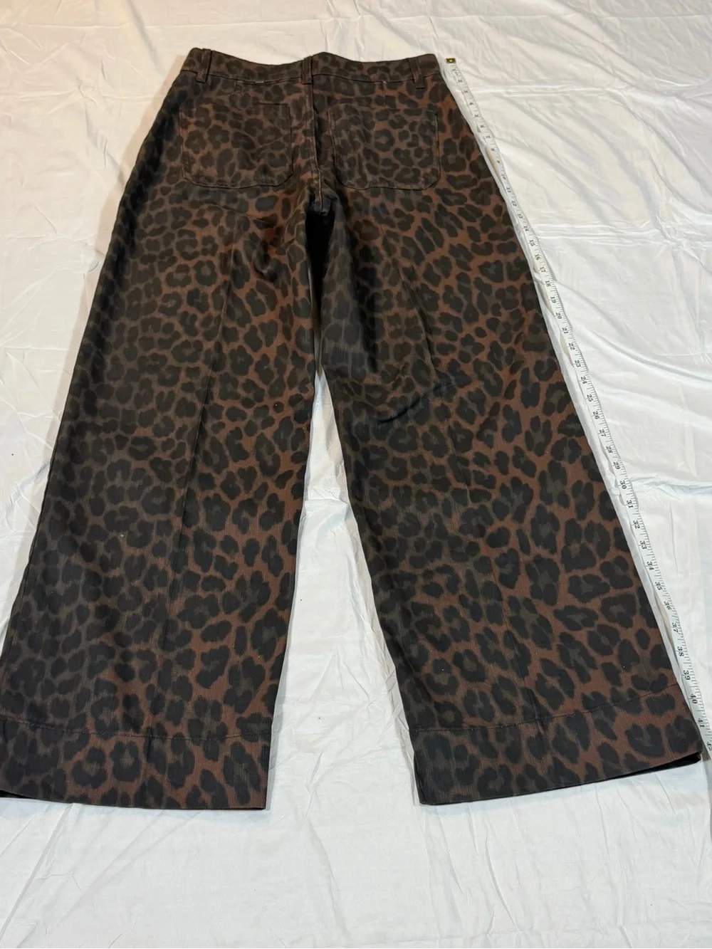 H&M Leopard Print Wide Leg Pants 4 NWT Pleated High Rise Trousers Brown Black - Picture 3 of 8